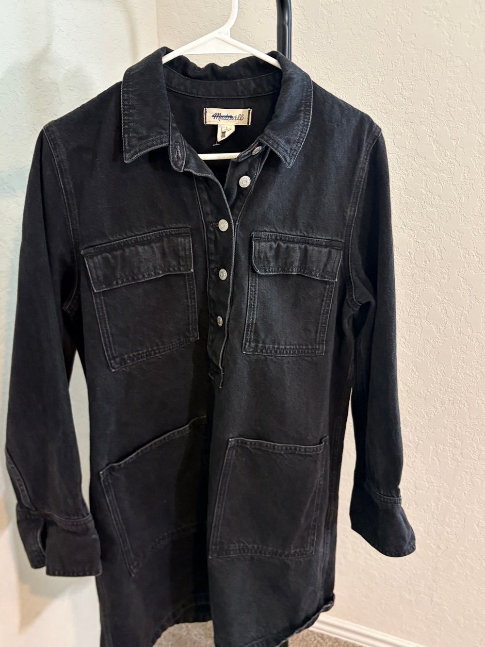 Madewell Washed Black Utility Jacket Dress